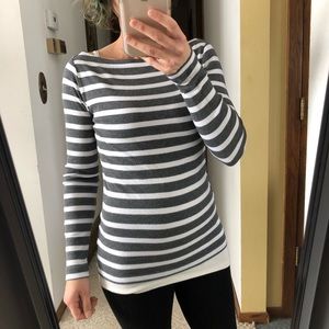 GAP grey striped long sleeve boat neck